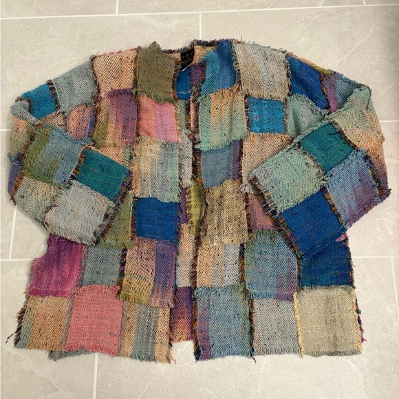 Candiss Cole Jackets & Blazers - Candiss Cole Vintage Handwoven Patchwork Multicolor Raw Silk Jacket Size Small